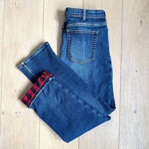 Duluth trading company Flex Daily Denim Flannel-Lined Jeans plaid women 32
